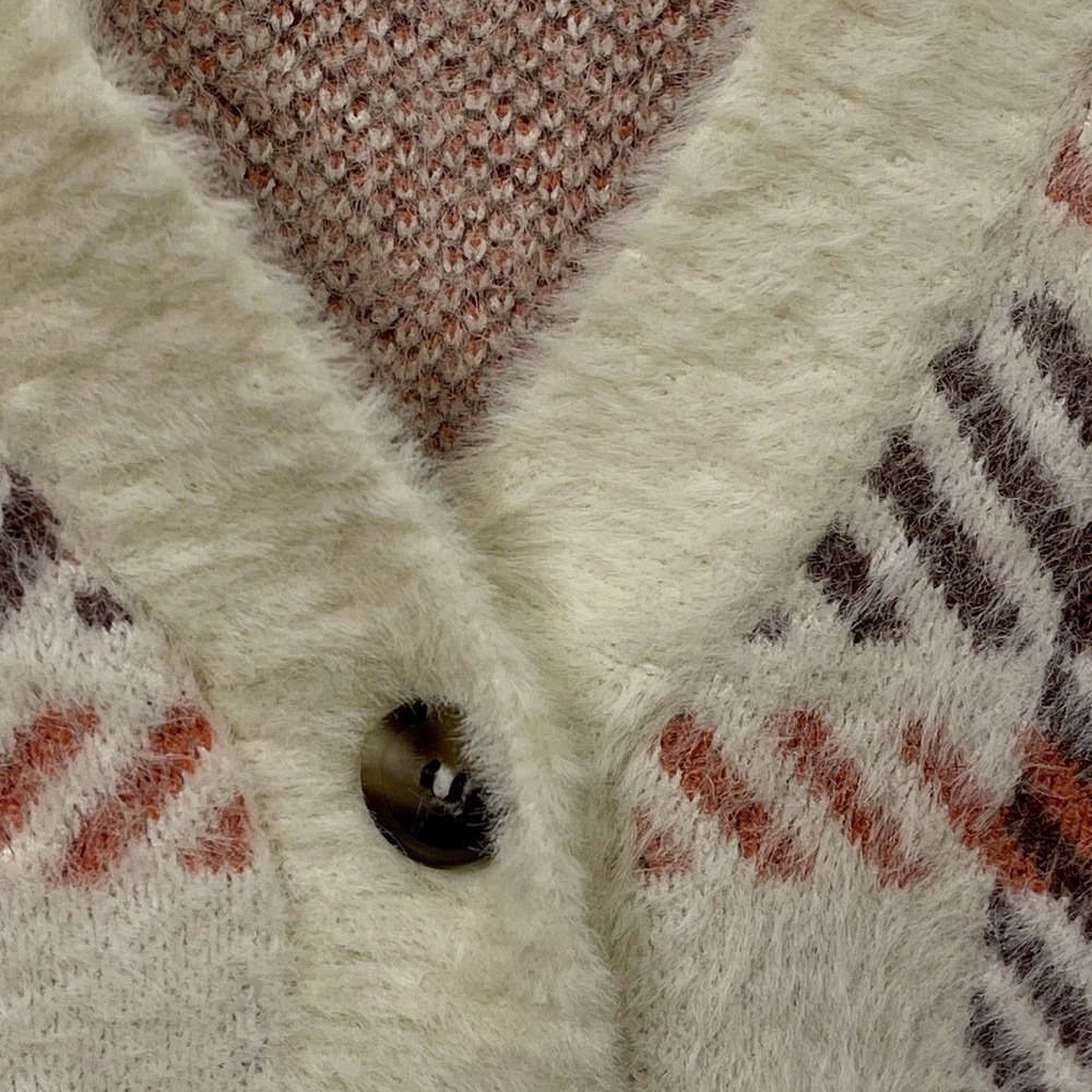 Francesca's Oversized Cropped Plaid Cardigan Fuzzy Cozy Academia Y2K Size S‎ - Picture 2 of 6